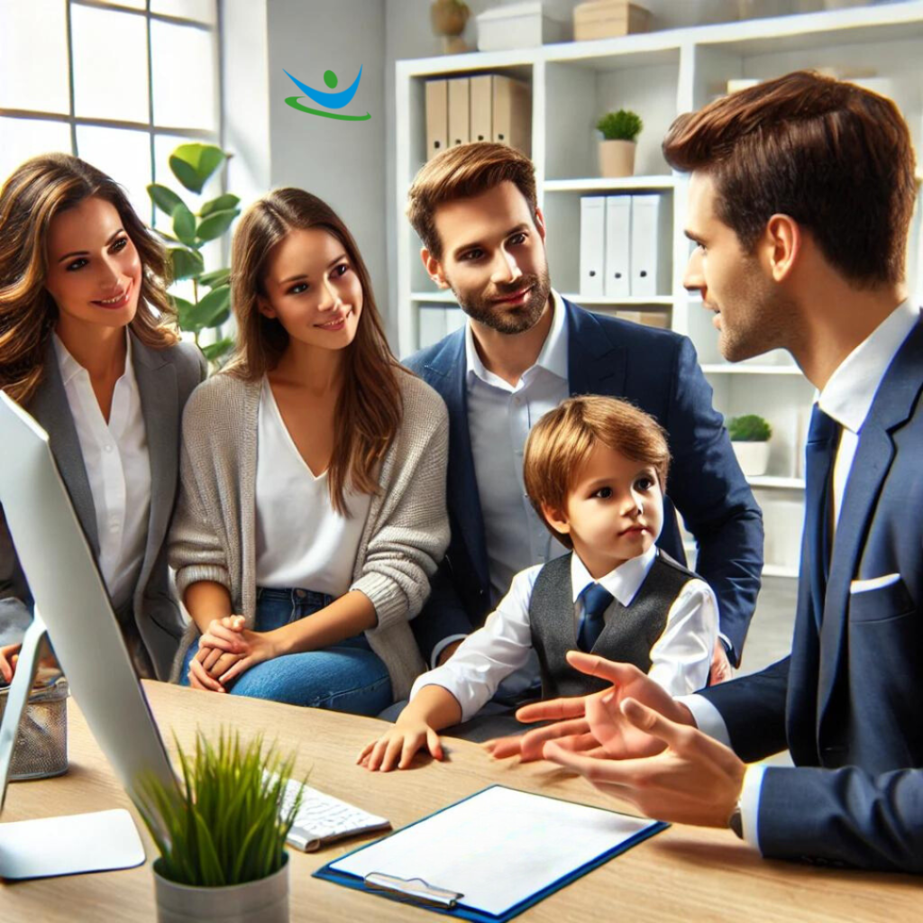 Health Insurance Agent Explaining to family of 4